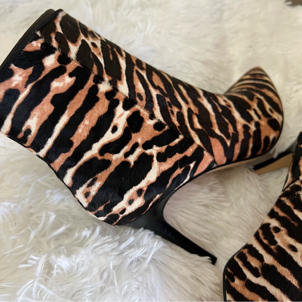 Nine West |  "Fhayla" Animal Print Calf Hair Leather Boots 7.5
